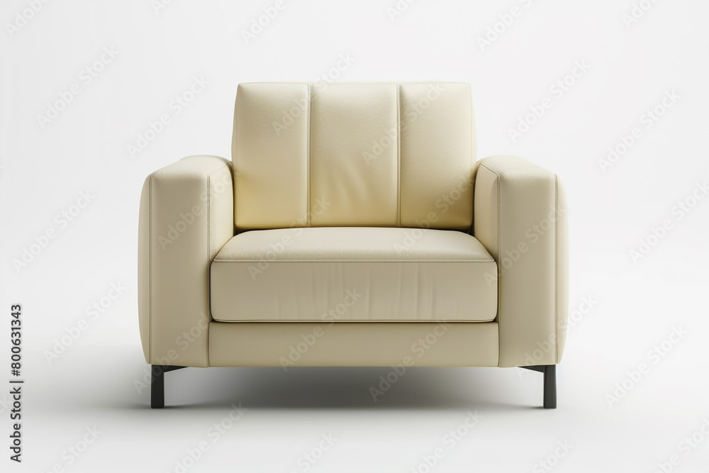 A contemporary armchair with adjustable armrests, isolated against a solid white background. A contemporary armchair with adjustable armrests, isolated against a solid white background.