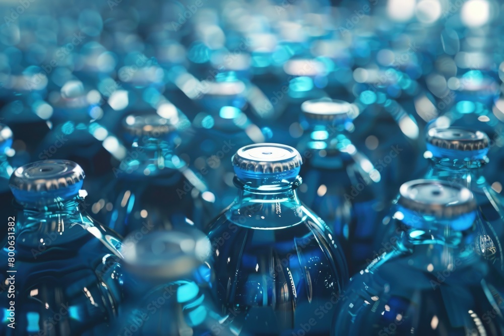 Bottles of water lined up, perfect for hydration concept Bottles of water lined up, perfect for hydration concept