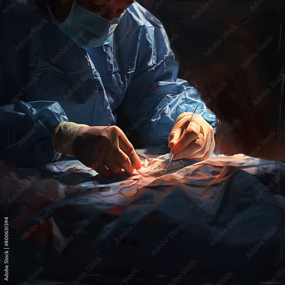hands of a man doing surgery