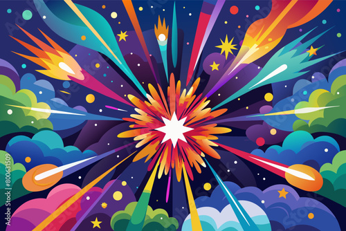 Vibrant bursts of color exploding like fireworks in the night sky