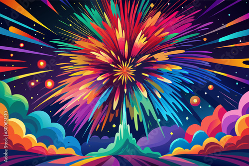 Vibrant bursts of color exploding like fireworks in the night sky