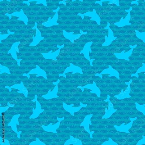 Summer cartoon print animals seamless dolphin pattern for wrapping paper
