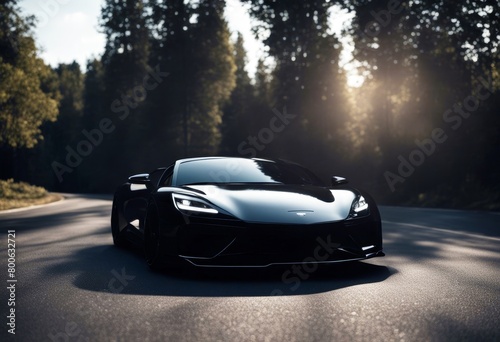 'black silhouette car photorealistic sports background design render 3d generic branded non three-dimensional coupe vehicle automobile sport elegant modern' photo