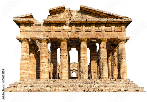 PNG.  The ruins of an ancient temple. The Greek temple. Front view.