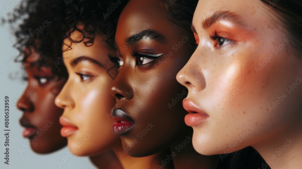 Diverse Group of Women With Varied Makeup Looks
