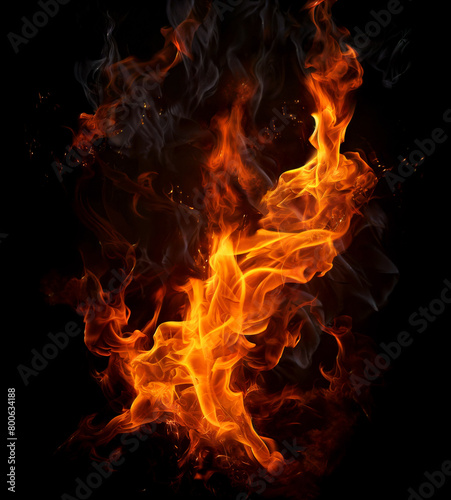 Fire on Black Background