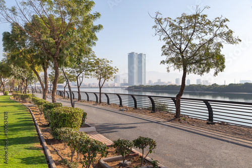 Morning in the park on Corniche in Ras Al Khaimah, UAE