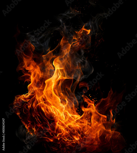 Fire on Black Background