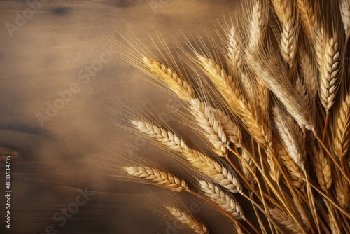 Close up view of ears of wheat with copyspace