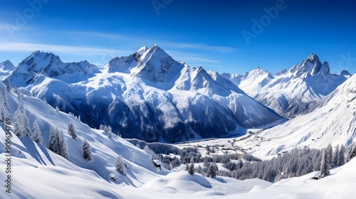 panoramic view of alps in winter  swiss alps