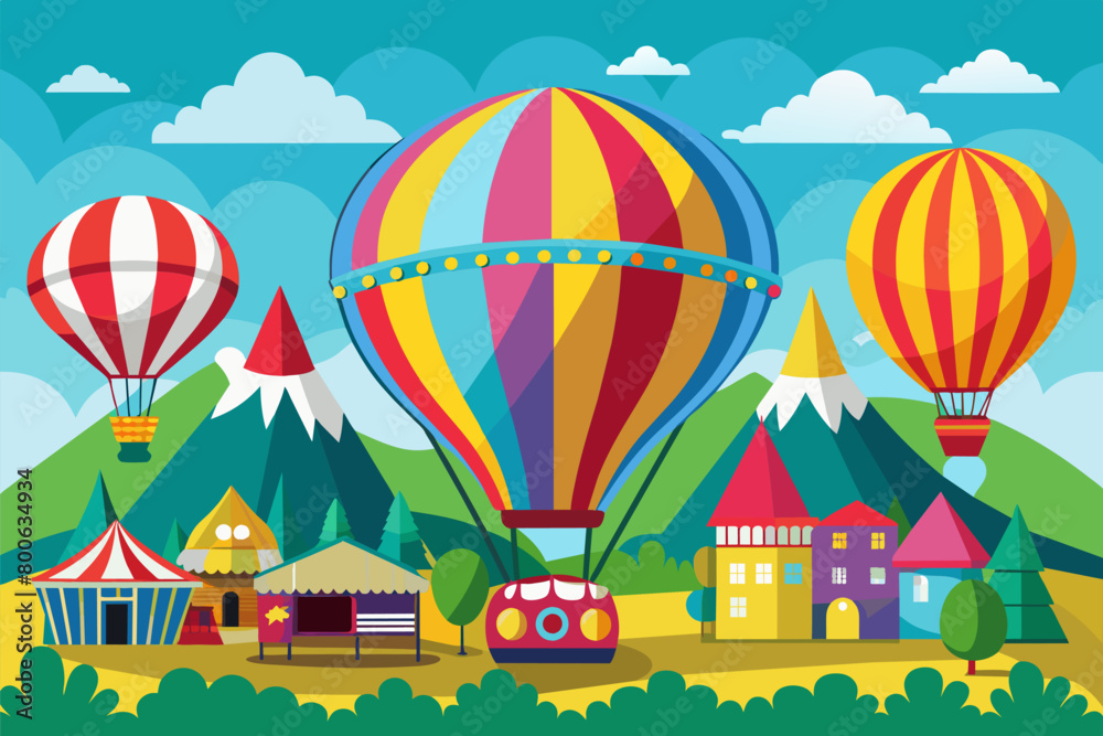 A colorful hot air balloon festival