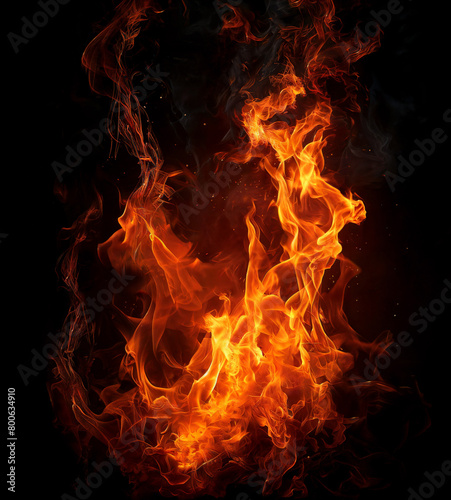 Fire on Black Background