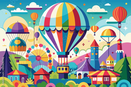 A colorful hot air balloon festival