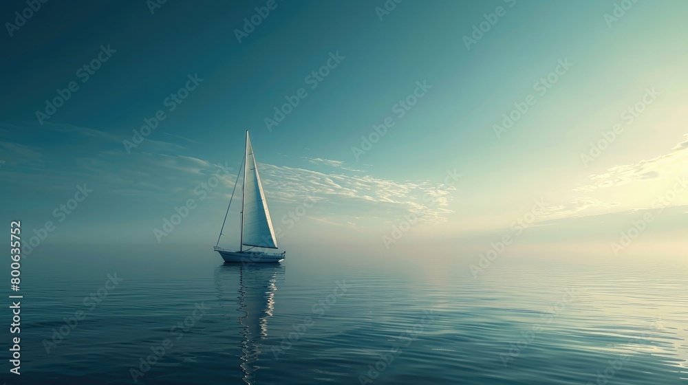 A tranquil seascape with a lone sailboat on the horizon, representing the journey of the soul towards spiritual ascension on Ascension Day
