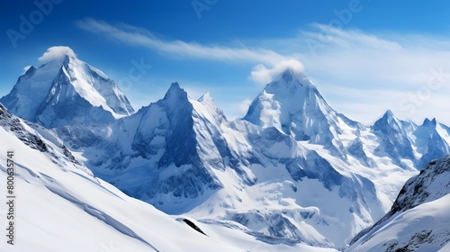 Panoramic view of the Mont Blanc massif, Chamonix, France © I