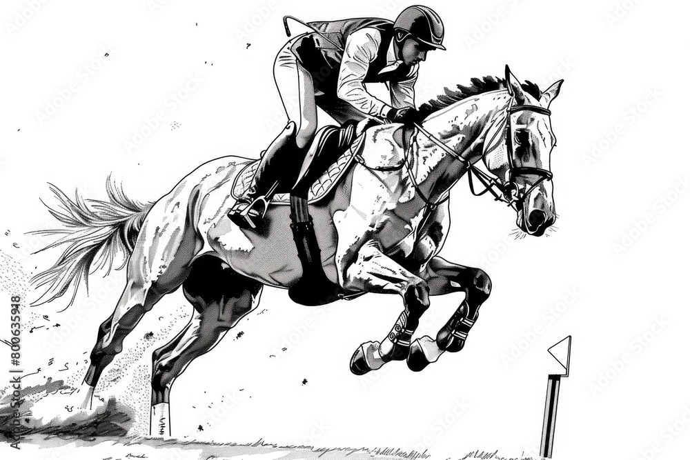 Equestrian jumping event, suitable for sports and competition concept