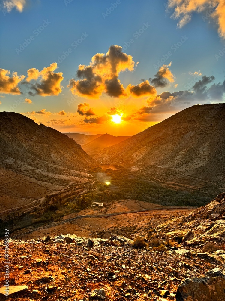 Naklejka premium landscape, mountain, sky, nature, mountains, sunset, clouds, desert, travel, water, cloud, volcano, rock, hill, sunrise, valley, river, lake, scenery, summer, snow, peak, view, blue, grass