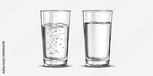Two glasses with water and ice cubes, perfect for beverage concepts