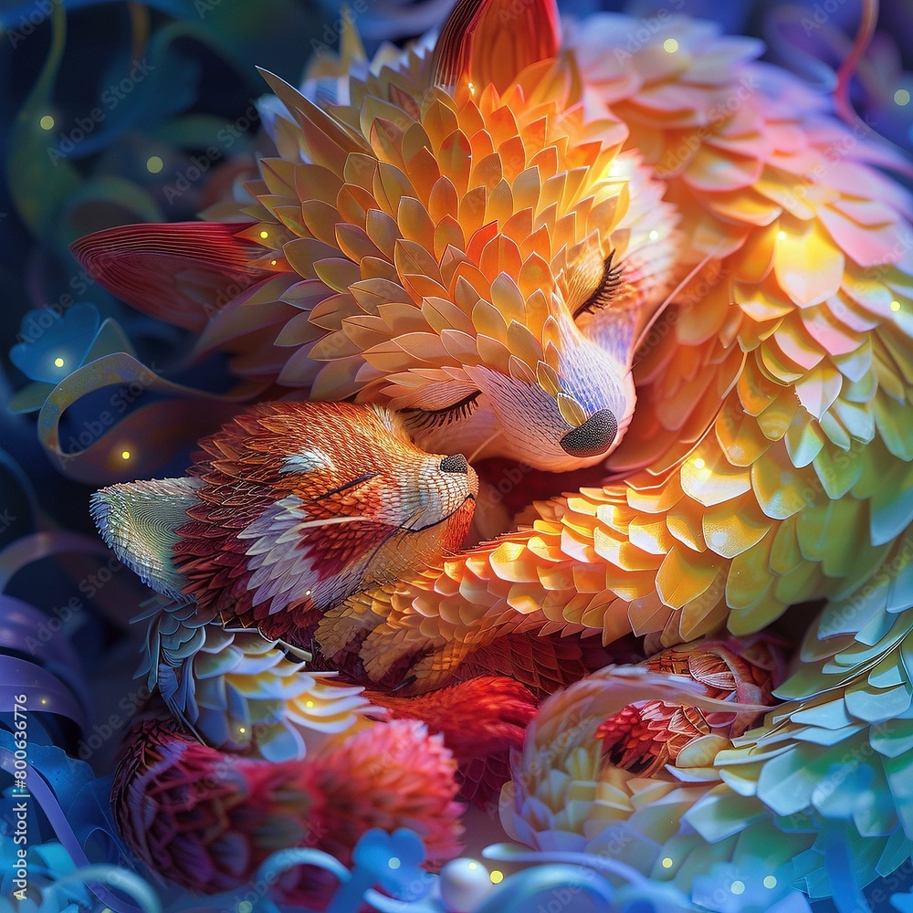 Obraz premium Red Pandas cuddle