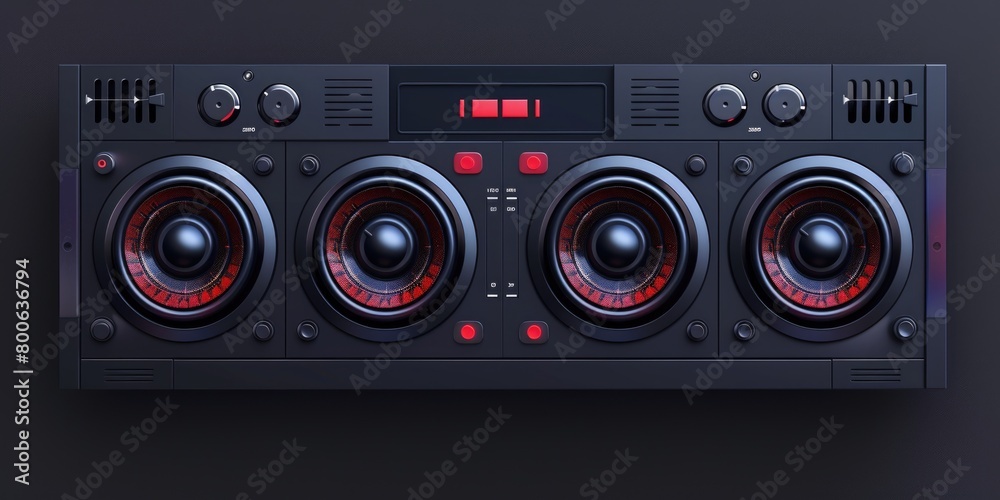 A stereo system with four speakers on top of it. Ideal for music and sound-related projects A stereo system with four speakers on top of it. Ideal for music and sound-related projects