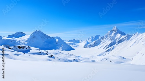 Panoramic view of the snow-capped mountains in Antarctica © I