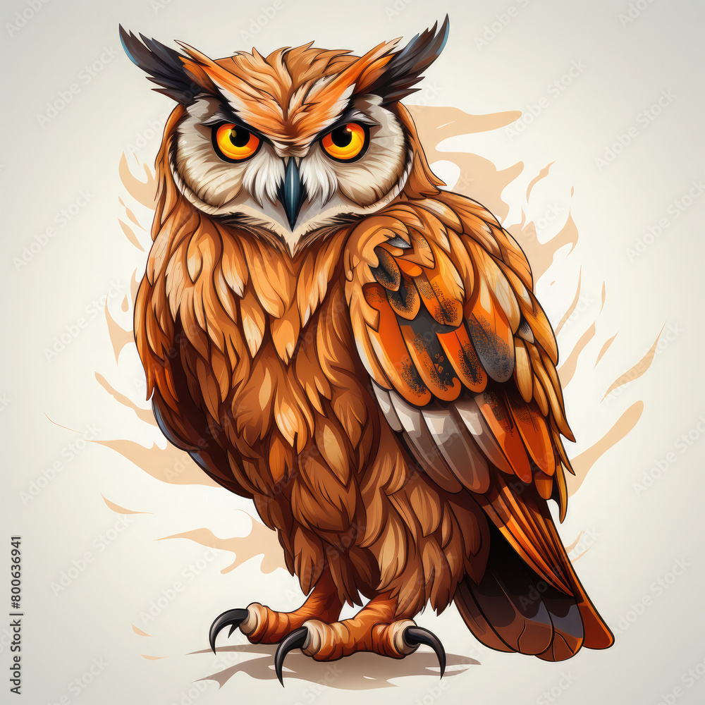 Fototapeta premium Watercolor Owl vector, clipart Illustration, Generative Ai