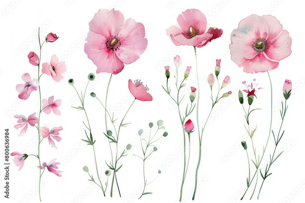 Beautiful pink flowers on a clean white background, perfect for spring or nature themes