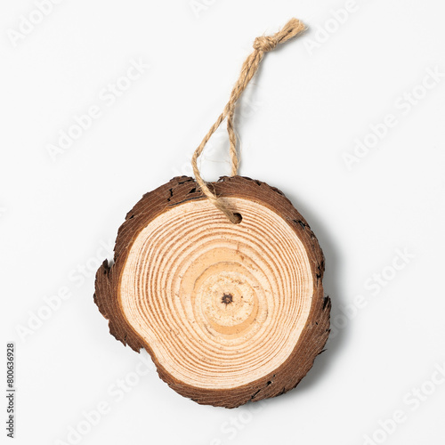 Cross section of oak grove tree trunk showing growth rings isolated on white background. © Kenishirotie