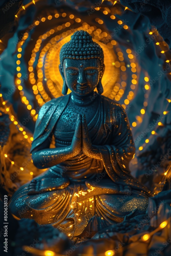 Fototapeta premium A statue of a person sitting in meditation. Ideal for wellness and mindfulness concepts