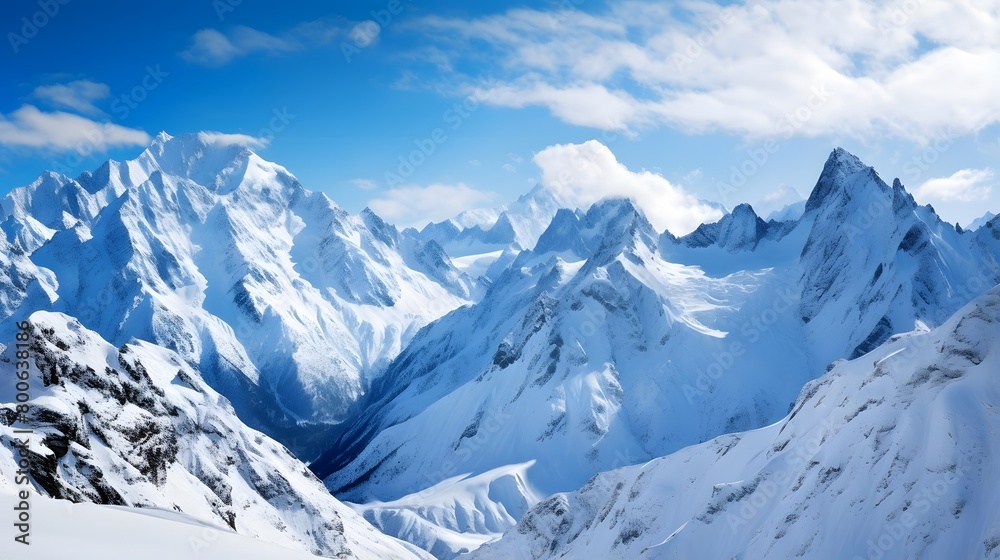 Panoramic view of the Mont Blanc massif in Chamonix, France