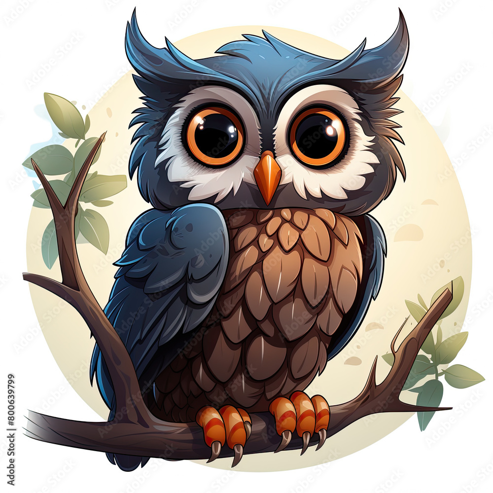 Fototapeta premium Watercolor Owl vector, clipart Illustration, Generative Ai