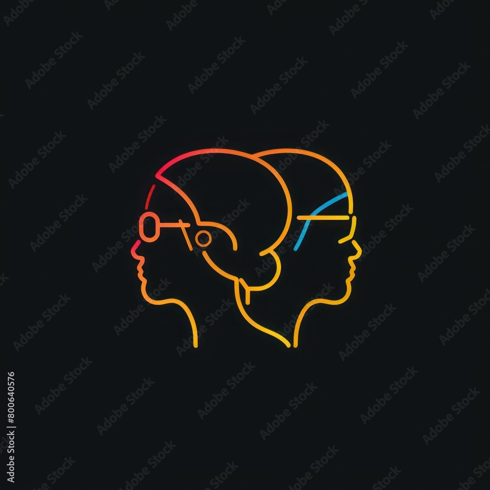 minimalist logo design of advanced and cyberpunk people isolated on a black background
minimalist logo design of advanced and cyberpunk people isolated on a black background