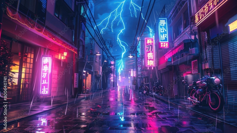 aesthetic comic view with colorful lightning effects, 2D animated stickers
