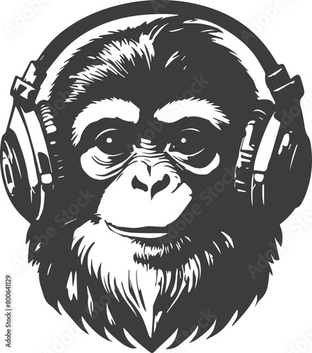 Monkey head in monochrome style