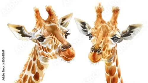 A couple of giraffes standing next to each other. Perfect for wildlife and nature themes