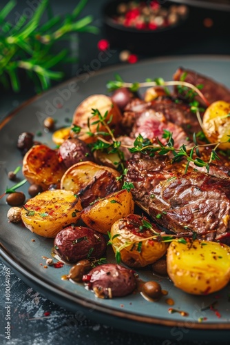 meat with potatoes and herbs Generative AI