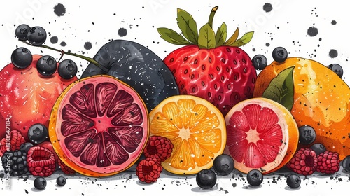 Black line illustration of jaunt fruit