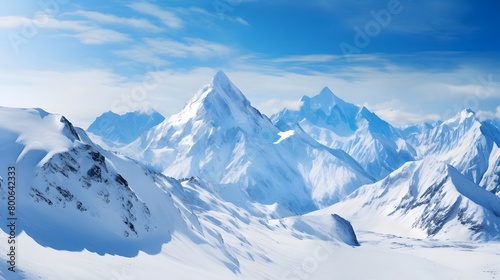 panoramic view of the snowy mountains in the French alps © I