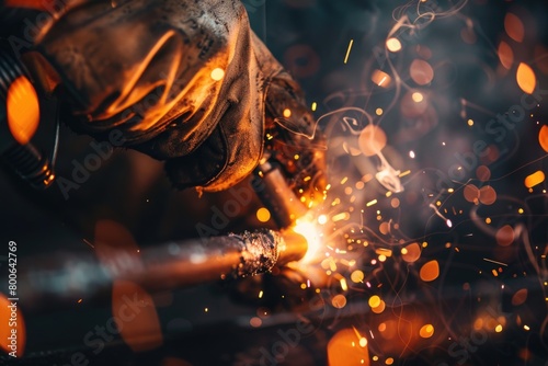 A person welding metal with sparks  suitable for industrial concepts