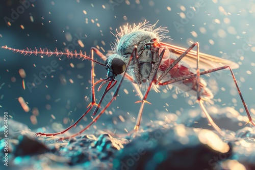 A mosquito sitting on the ground, suitable for nature and insect concepts © Fotograf