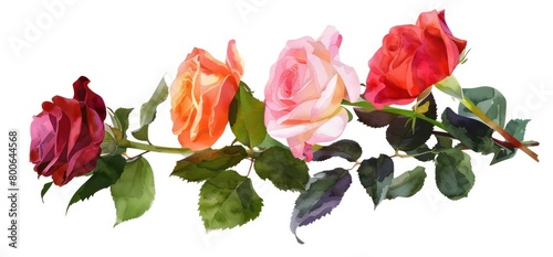 assortment of roses in a watercolor style on a white background 