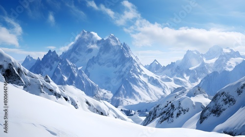 Panoramic view of Mont Blanc massif in Chamonix, France