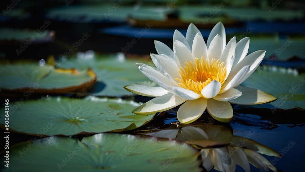 white water lily in the pond 