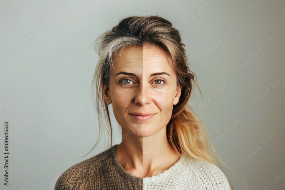 Skincare advancements are showcased in a woman's face lift, utilizing chronological aging to reduce aging signs and enhance skin maintenance. Skincare advancements are showcased in a woman's face lift, utilizing chronological aging to reduce aging signs and enhance skin maintenance.
