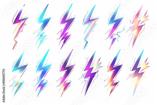 Lightning bolts on a white background, suitable for various design projects