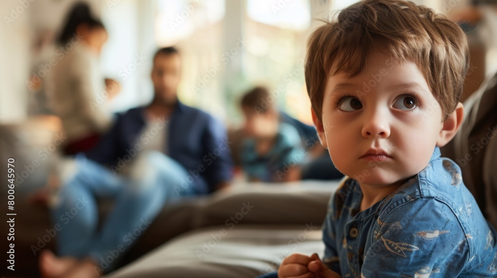 Little Boy Sitting on Top of a Couch Little Boy Sitting on Top of a Couch