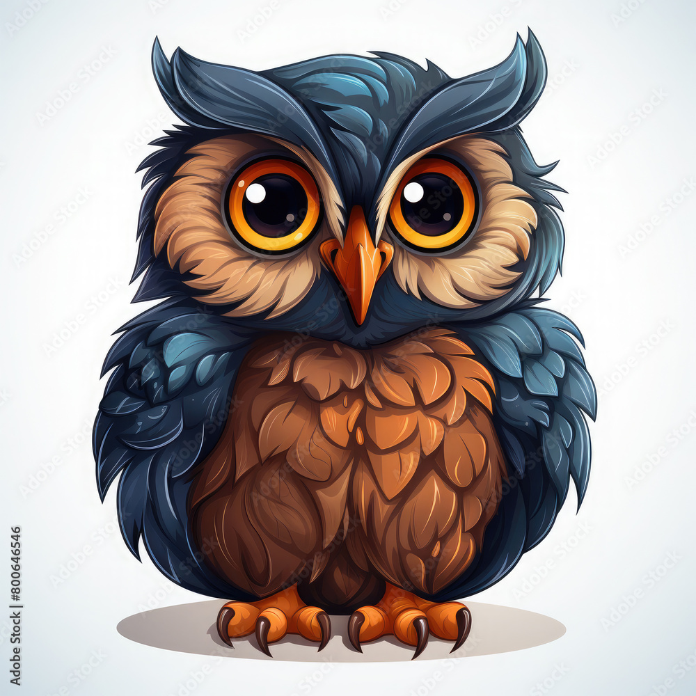 Fototapeta premium Watercolor Owl vector, clipart Illustration, Generative Ai
