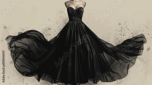 Illustration of a black dress with an icon design