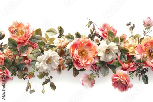 floral garland illustration, baroque inspiration on a white background © Dekastro