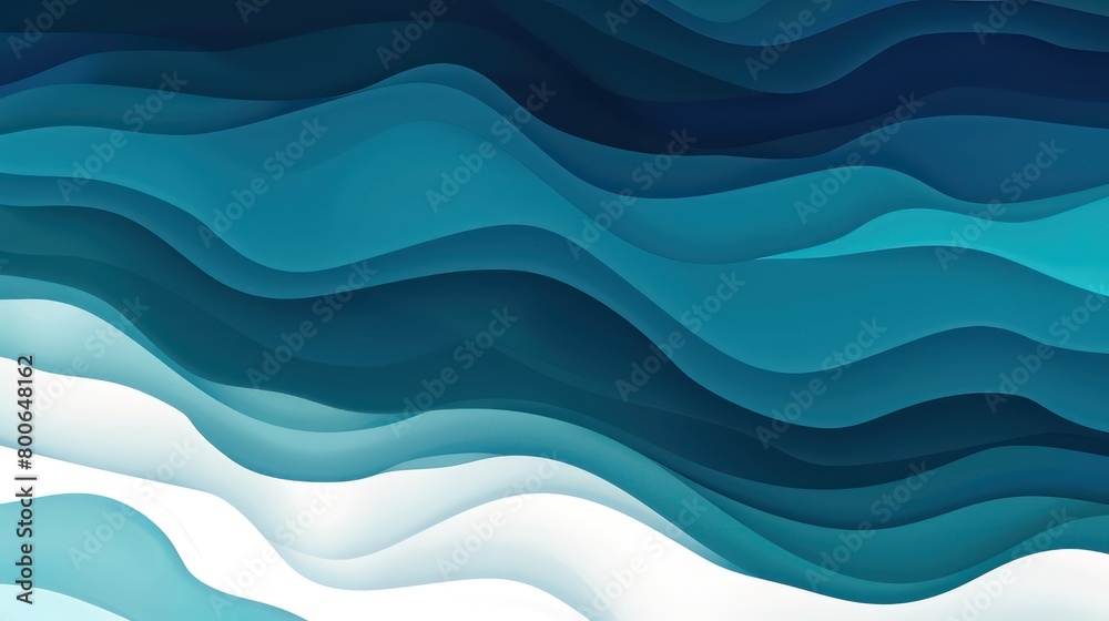 abstract wallpaper with gradient waves in dark blue, teal , cerulean and contrasting white
